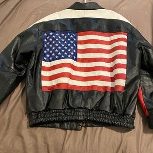 Leather USA Flag vintage Bomber Jacket